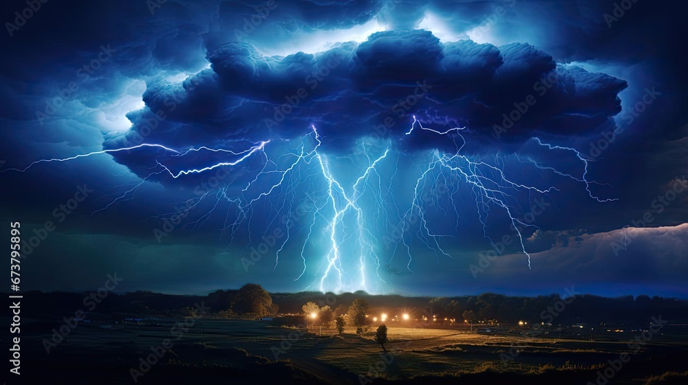 Tornado of the future with lightning - obrazy, fototapety, plakaty 