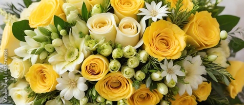  Yellow wedding bouquet detailed texture background from Generative AI