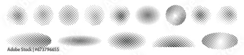 Set texture halftone dots vector background isolated in black color