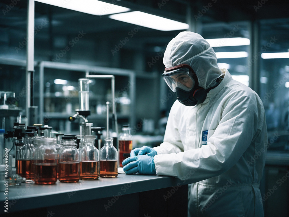 BSL-3. Biosafety Level 3 Laboratory with people working in biohazard ...