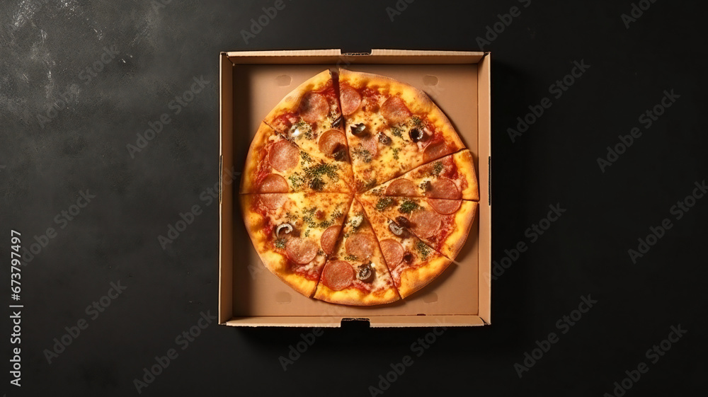 pizza on black table