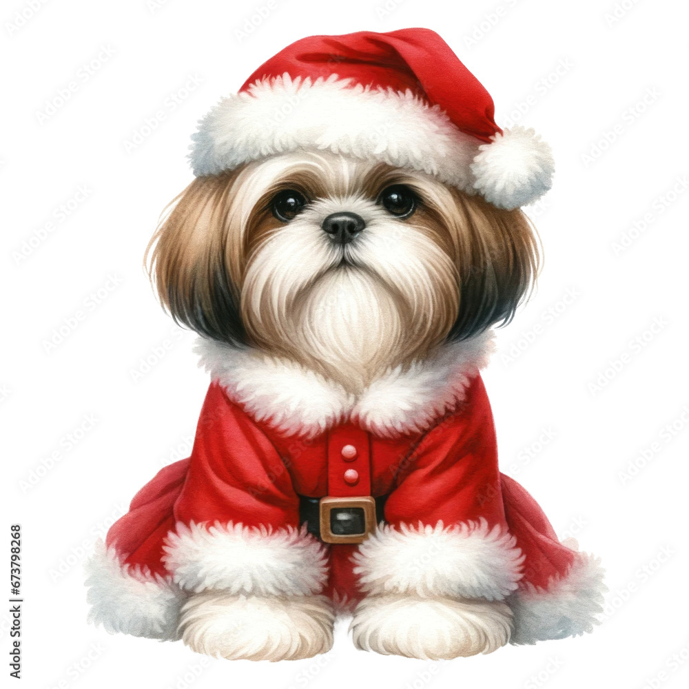 Cute Watercolor Merry Christmas Santa Dog Puppy Clipart Decoration Cute Watercolor Merry Christmas Santa Dog Puppy Clipart Decoration