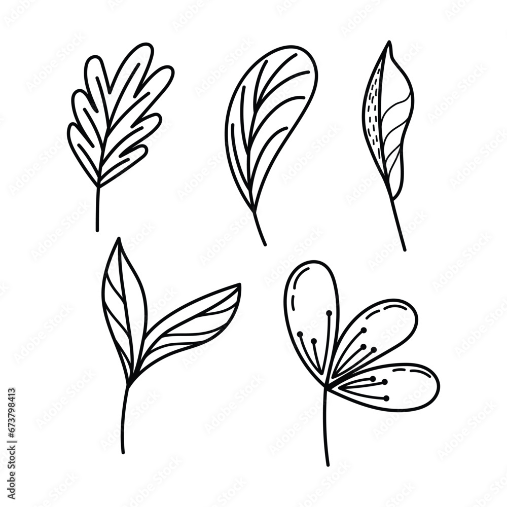 Line art botanical illustration vector on white background Line art botanical illustration vector on white background
