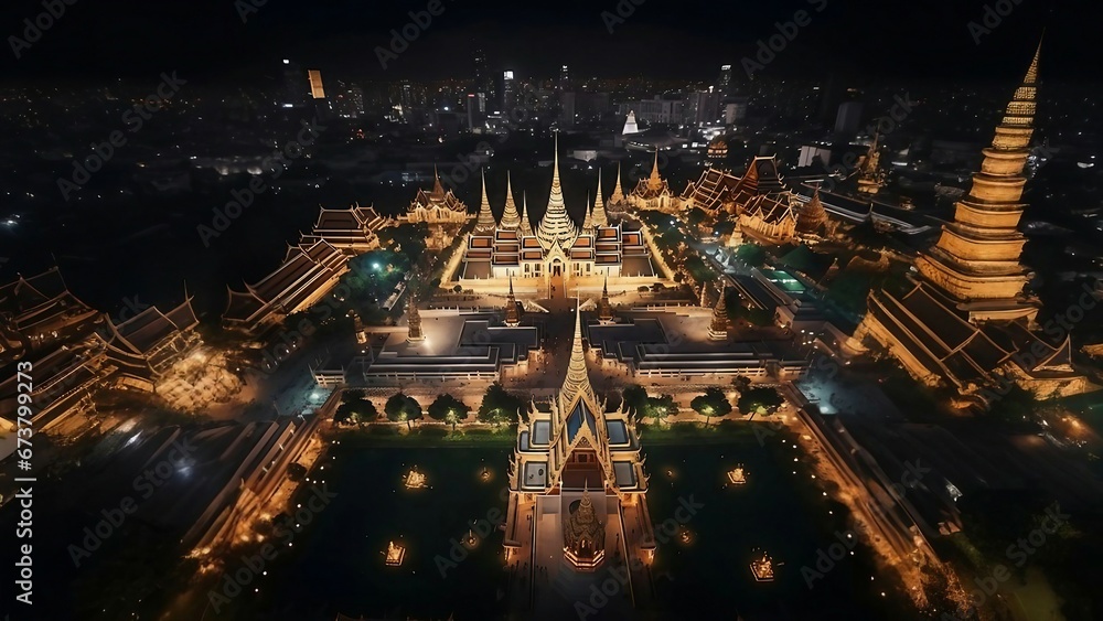 Naklejka premium The Elegance of Thai Temple Architecture Uncovered