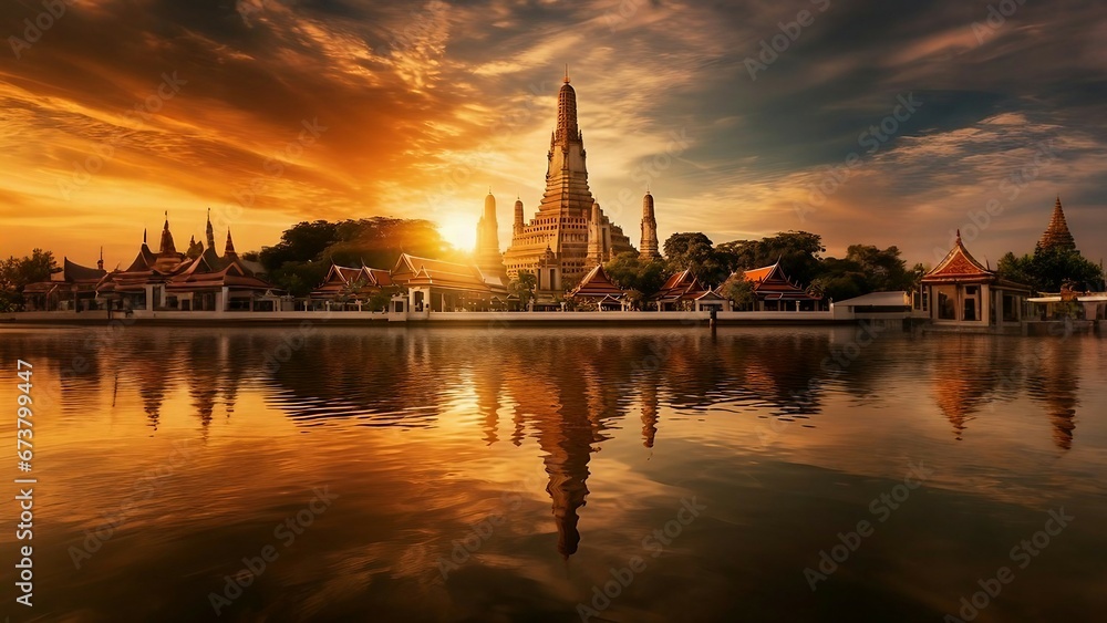 Fototapeta premium The Elegance of Thai Temple Architecture Uncovered