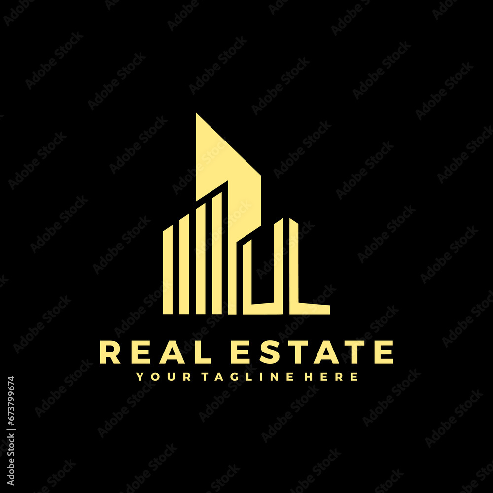 UL Initials Real Estate Logo Vector Art  Icons  and Graphics