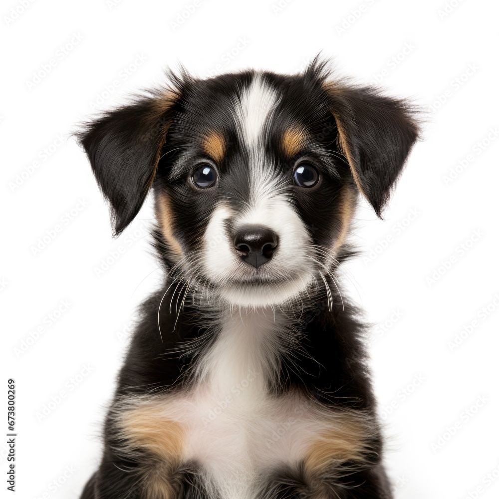 A Curious Puppy's Intense Gaze Captured in a Close-Up Shot