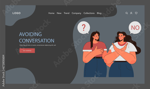 Post traumatic stress disorder web banner or landing page dark or night mode. Woman suffering from mental disorder, dealing with despair, fear and pain. Flat vector illustration