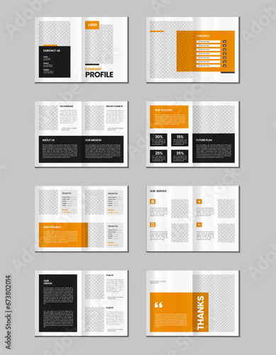Company profile, multipage flyer brochure, 16 pages portfolio magazine, annual report, catalog and a4 multipage template design