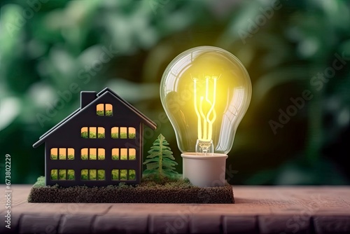 energy rating, eco-efficient light bulbs infographic. Generative ai photo