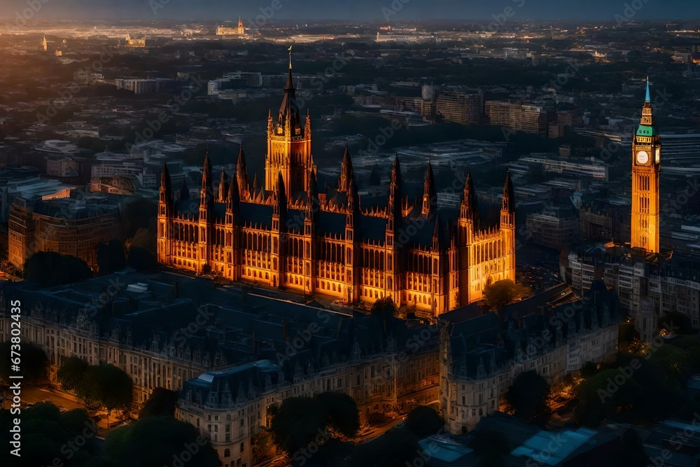 Obraz premium city parliament at sunset