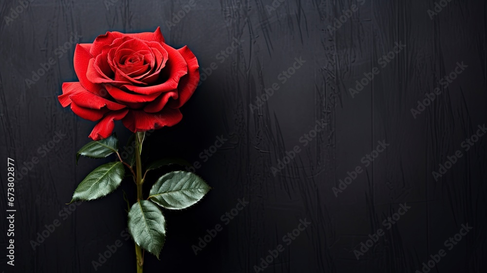 Red Rose on dark background and copy space, generative ai Red Rose on dark background and copy space, generative ai