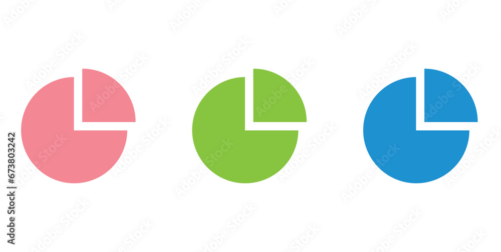 Set of four parts of circle. Pie chart with four same size sectors. Circle quarter. Mathematics resources for teachers and students. Vector illustration isolated on white background. Set of four parts of circle. Pie chart with four same size sectors. Circle quarter. Mathematics resources for teachers and students. Vector illustration isolated on white background.