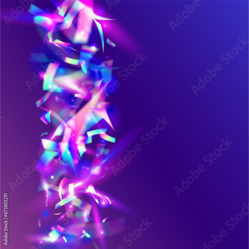 Hologram Effect. Purple Laser Glare. Party Burst. Bokeh Background. Blur Carnaval Sunlight. Digital Art. Cristal Confetti. Fantasy Foil. Pink Hologram Effect