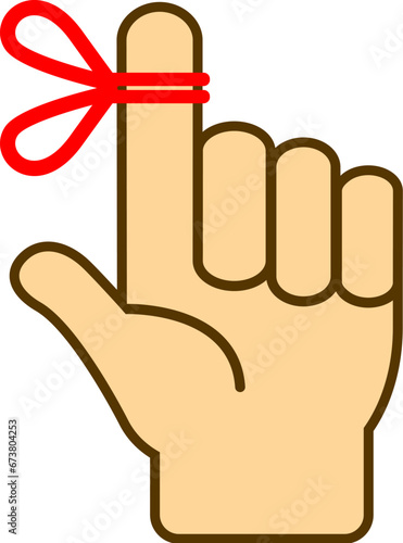 Finger with red string, don't forget icon