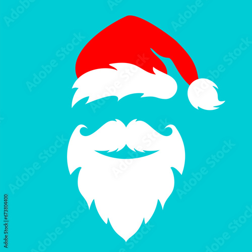 Santa Claus costume with hat beard and mustache, Christmas design