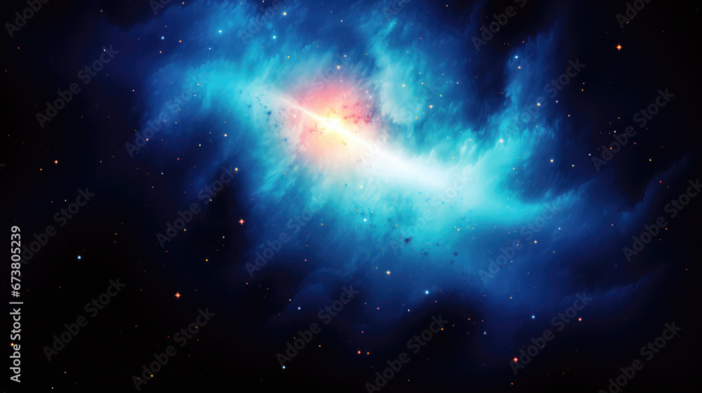 Fototapeta premium Blue nebula in space with stars