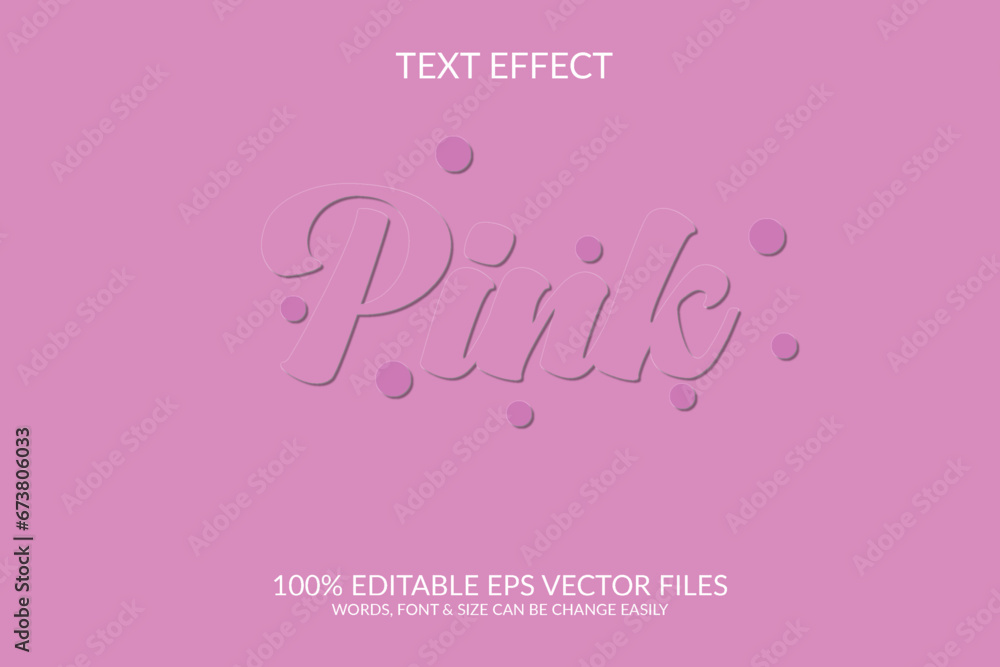 Pink 3d vector eps fully editable text effect illustration template.