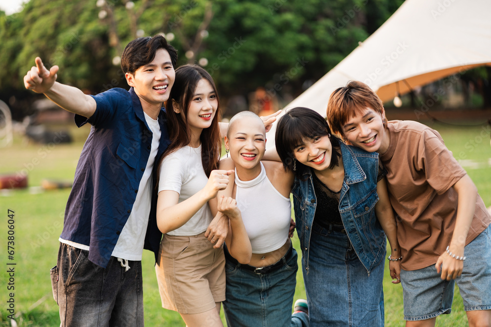 Obraz premium Image of a group of young Asian people laughing happily together