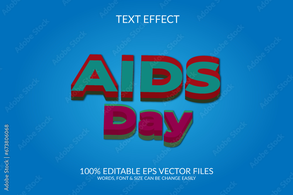 World aids day 3d vector eps fully editable text effect illustration template. World aids day 3d vector eps fully editable text effect illustration template.