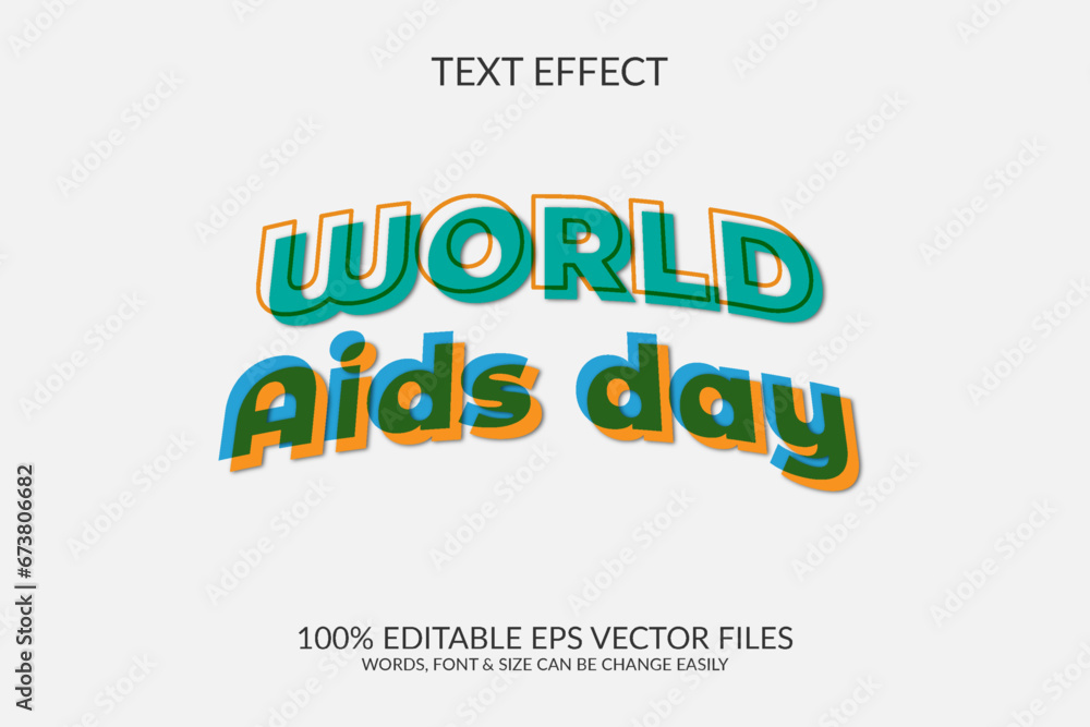 World aids day 3d vector eps fully editable text effect illustration template. World aids day 3d vector eps fully editable text effect illustration template.