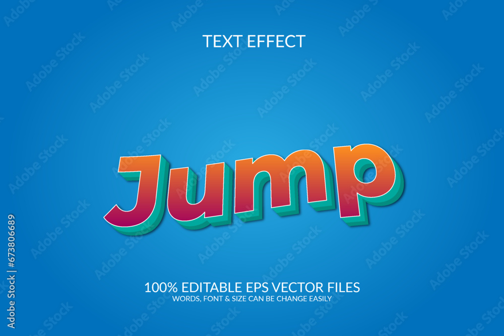 Jump 3d vector eps fully editable text effect illustration template.