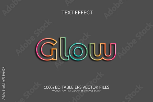 Glow 3d vector eps fully editable text effect illustration template.
