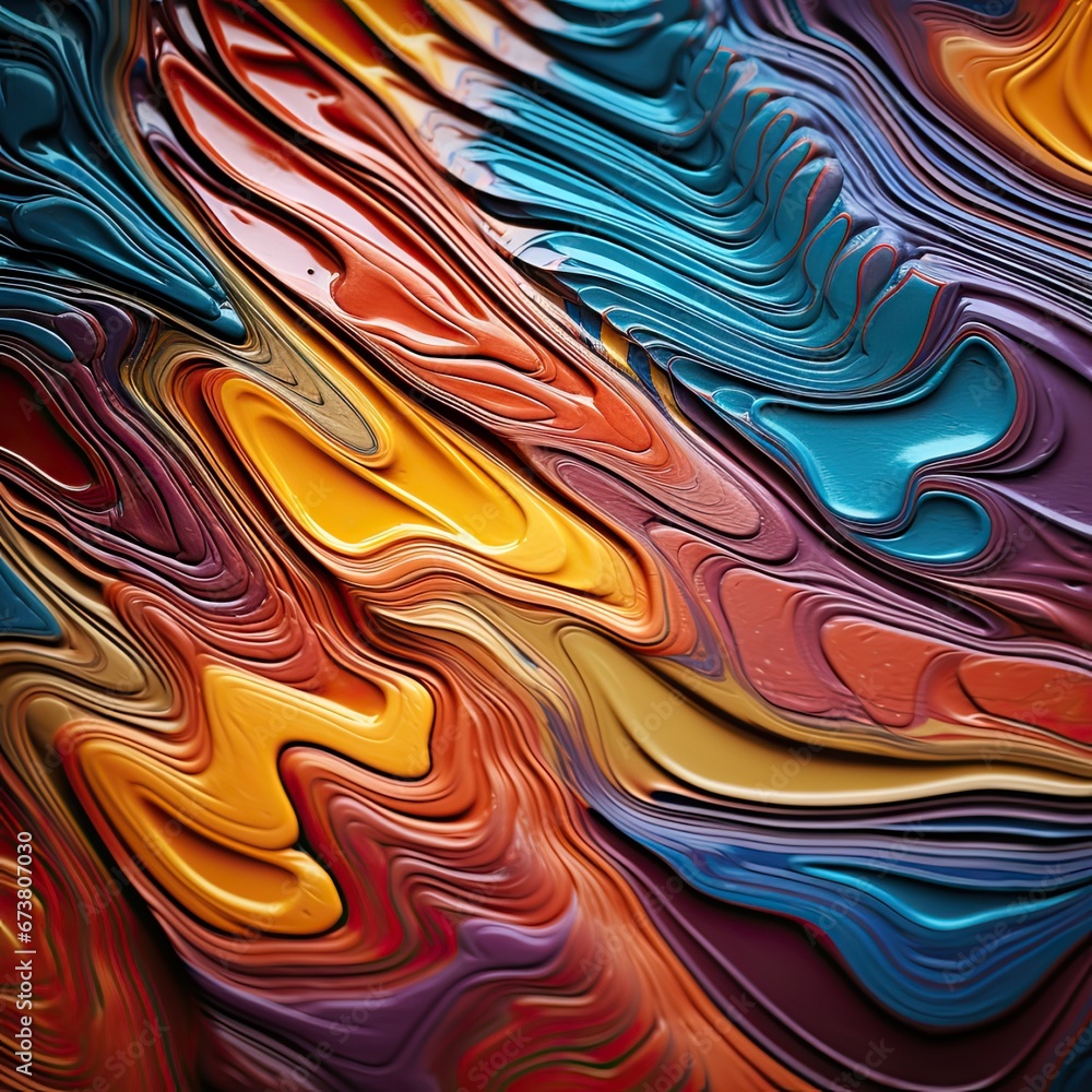 Multi-colored fluid flow texture, created by AI