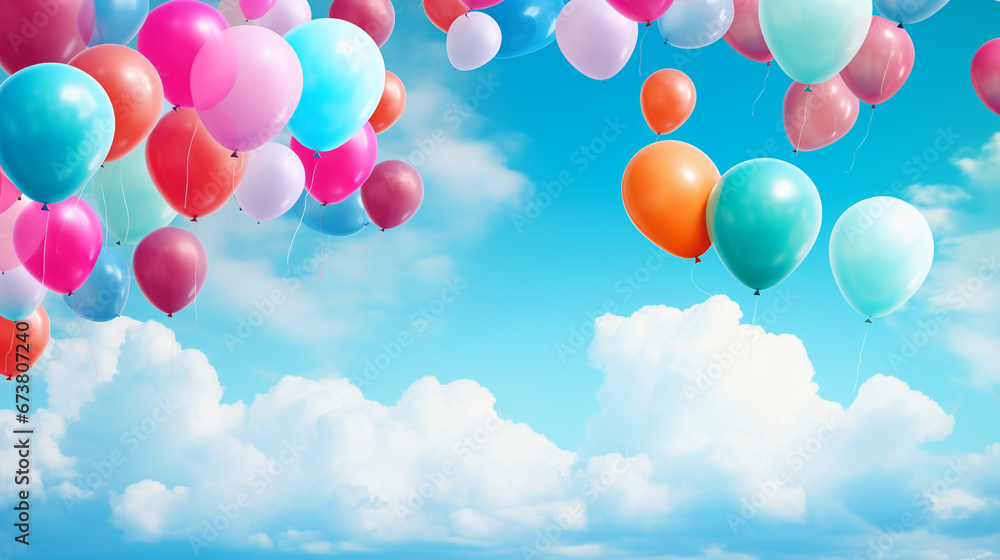  balloons in the sky. background.