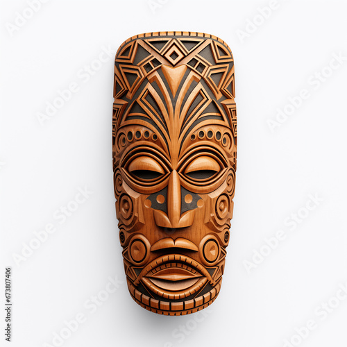 wooden african mask isolated on white background 