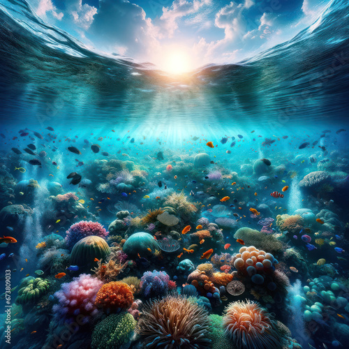 underwater scene with coral reef © 宏晃 森
