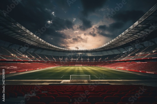 Empty Stadium With Vibrant Red Seats