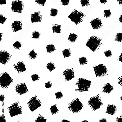 Seamless pattern with black brush stroke in square form