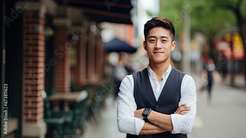 First day at college for an Asian Descent male student, higher education for all ethnic and cultural groups