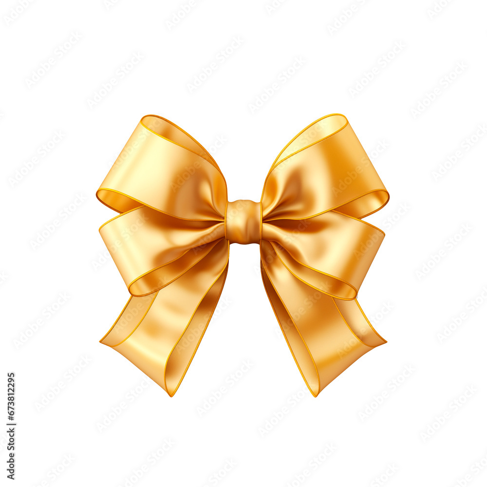 golden ribbon and bow isolated against transparent background