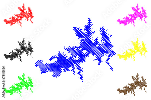 Lake Kemp Reservoir (United States of America, North America, us, usa, Texas) map vector illustration, scribble sketch Kemp Dam map