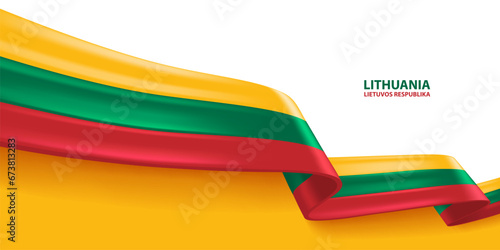 Obraz na płótnie Lithuania 3D ribbon flag
