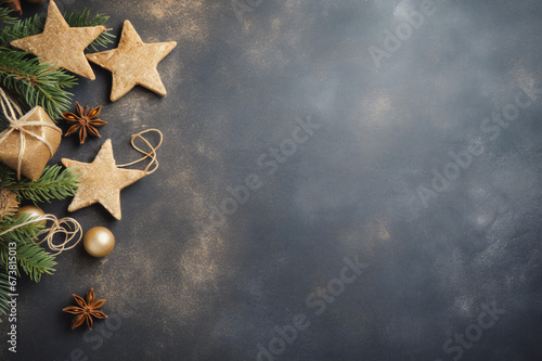 Christmas decorations on a wooden table