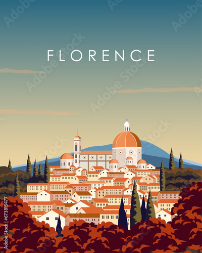 Florence Italy poster postcard, vertical banner