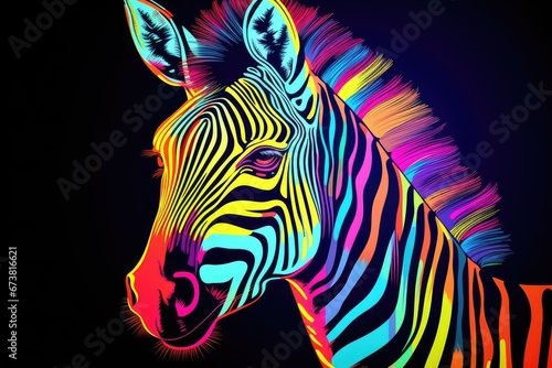 A Vibrant Zebra Showcasing its Colors Against a Dark Backdrop