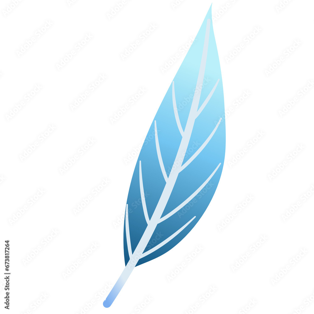 Winter Leaves Illustration, Blue Leaves Winter Leaves Illustration, Blue Leaves