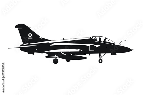 Fighting jet vector black silhouette set