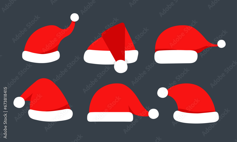 Santa Claus hat collection, vector, illustration, flat design Santa Claus hat collection, vector, illustration, flat design