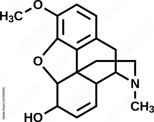 Codeine structural formula, vector illustration