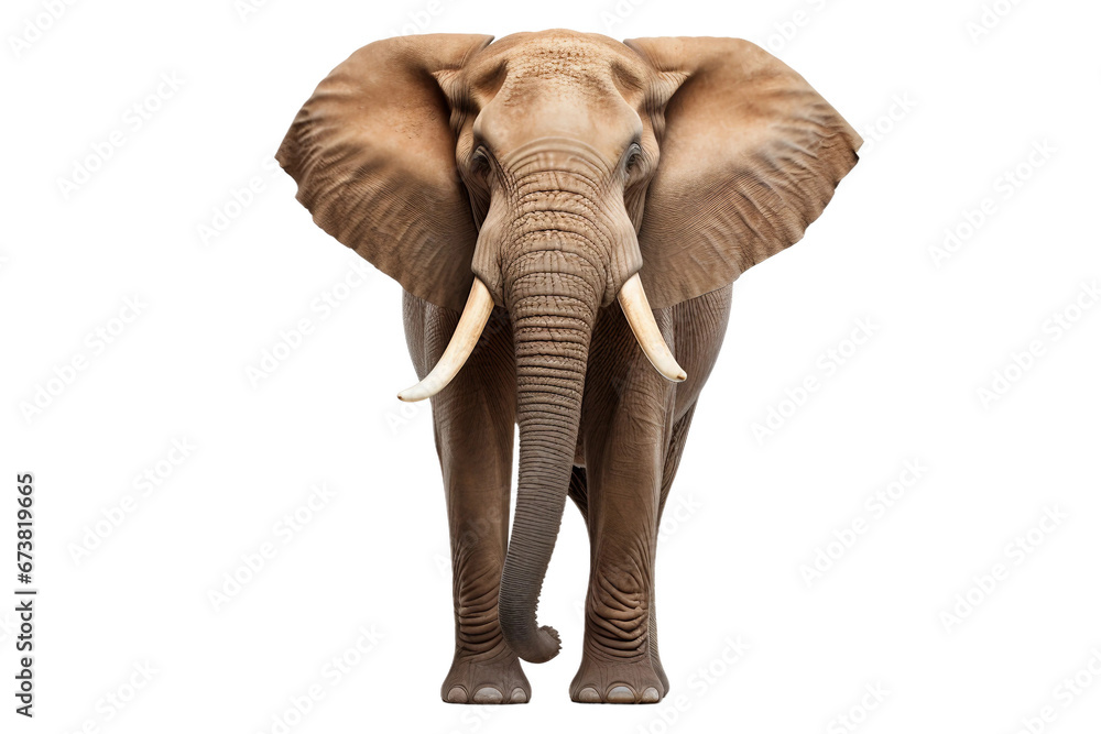 Impressive Elephant with Raised Trunk -on transparent background