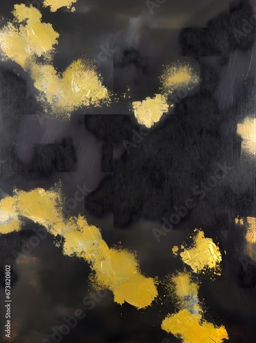 Abstract oil painting  the art of black color splashing paint.