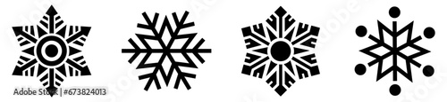 Snowflake icon set. Christmas icon. Snowflakes template. Black snowflake. Vector illustration