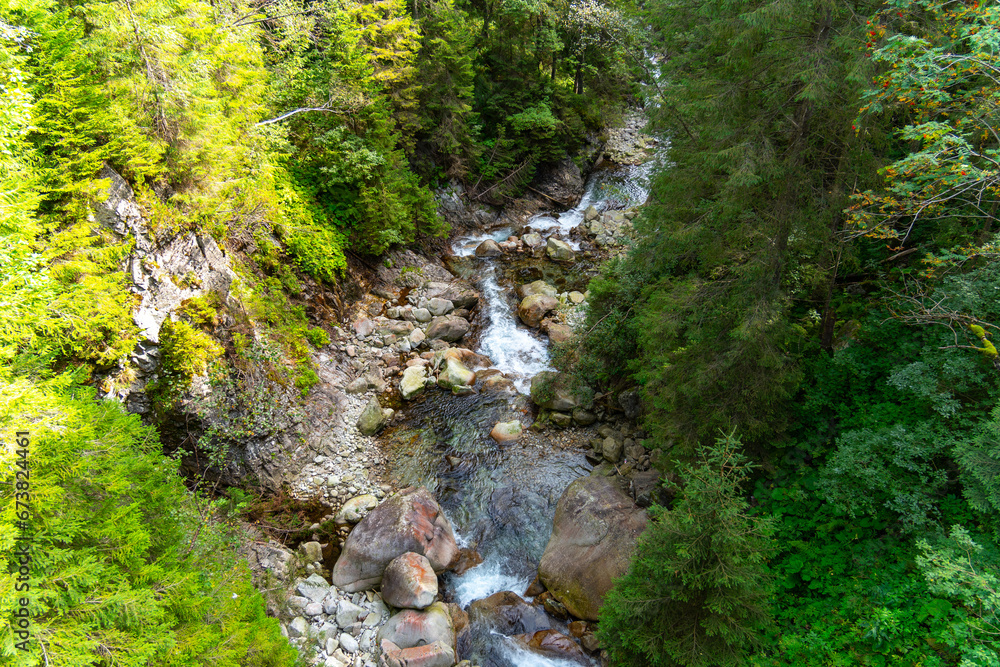 stream flowing view river mountainous area