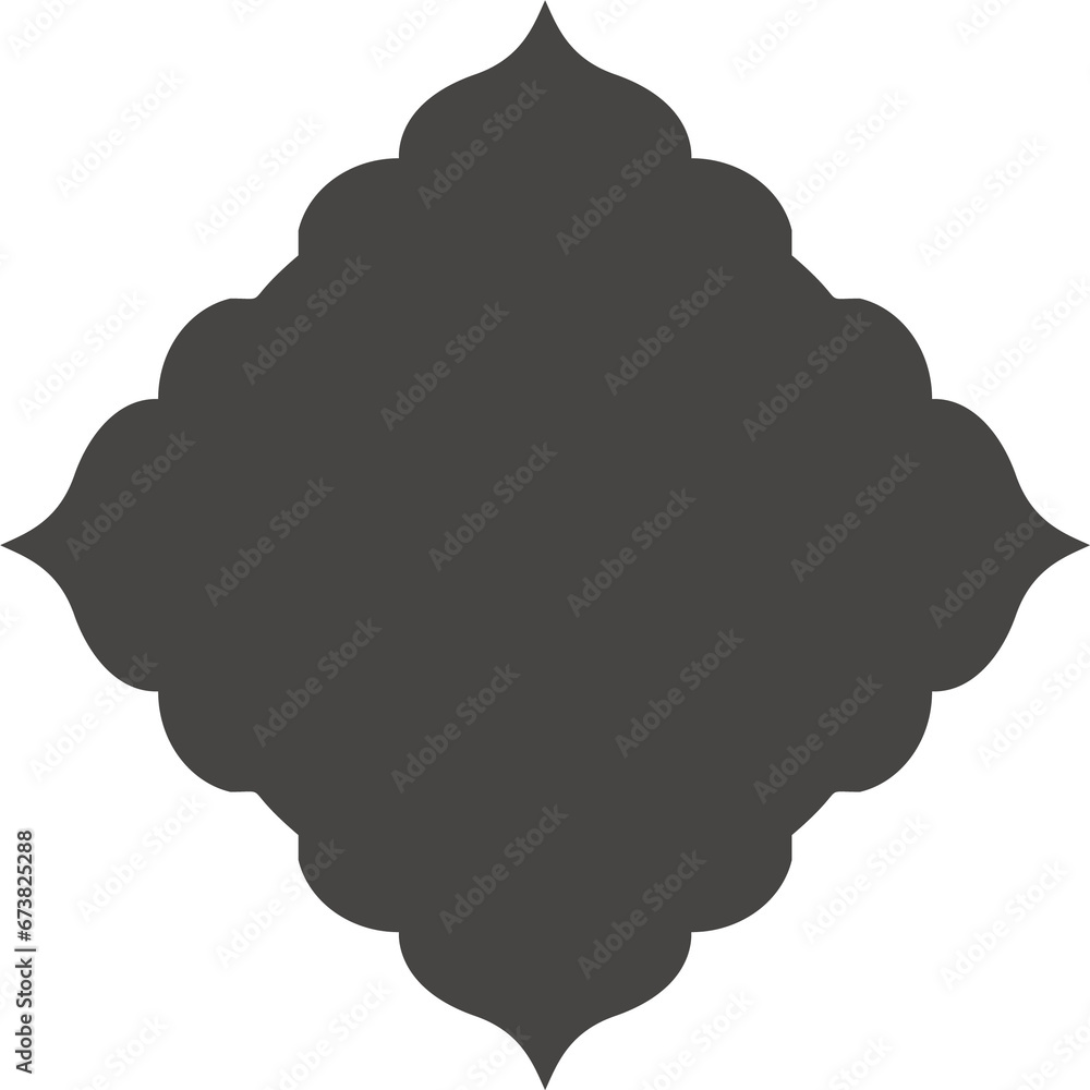 Islamic frame shape. Ramadan window with ornament. Oriental decoration design. Arabian traditional glyph element Islamic frame shape. Ramadan window with ornament. Oriental decoration design. Arabian traditional glyph element