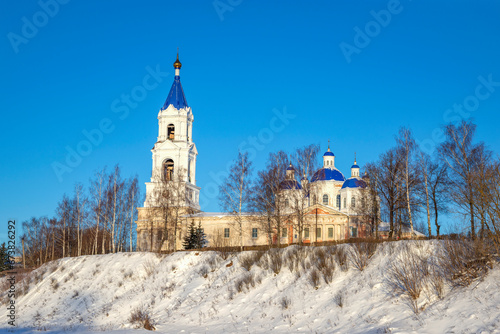 The ancient Resurrection Cathedral on a frosty winter day. Kashin, Tver region. Russia